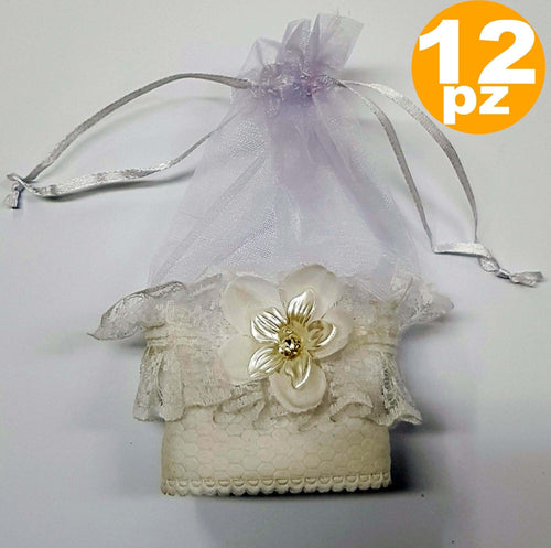 12 BOMBONIERA BOMBONIERE SACCHETTO ORGANZA BIANCO PIZZO FIORE PORTACONFETTI Casa e cucina/Hobby creativi/Materiali per hobby creativi/Forniture per feste/Bomboniere Trade Shop italia - Napoli, Commerciovirtuoso.it