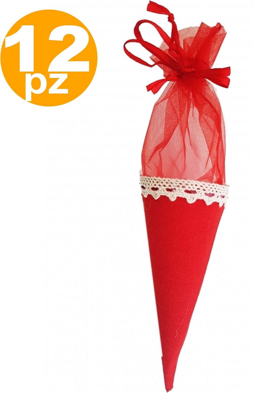 12 BOMBONIERE CONI ROSSO TESSUTO SACCHETTO PORTA CONFETTI RISO MATRIMONIO LAUREA Casa e cucina/Hobby creativi/Materiali per hobby creativi/Forniture per feste/Bomboniere Trade Shop italia - Napoli, Commerciovirtuoso.it