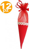 Set-Bomboniere-Cono-Rosso-In-Tessuto-Sacchetto-Porta-Confetti-Riso-Porta-Fortuna