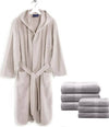 Set-Caleffi-Asciugamani-3+3-E-Accappatoio-In-Spugna-Di-Puro-Cotone-100%-6-Asciugamani-E-1-Accappatoio-Bagno