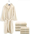 Set-Caleffi-Asciugamani-3+3-E-Accappatoio-In-Spugna-Di-Puro-Cotone-100%-6-Asciugamani-E-1-Accappatoio-Bagno