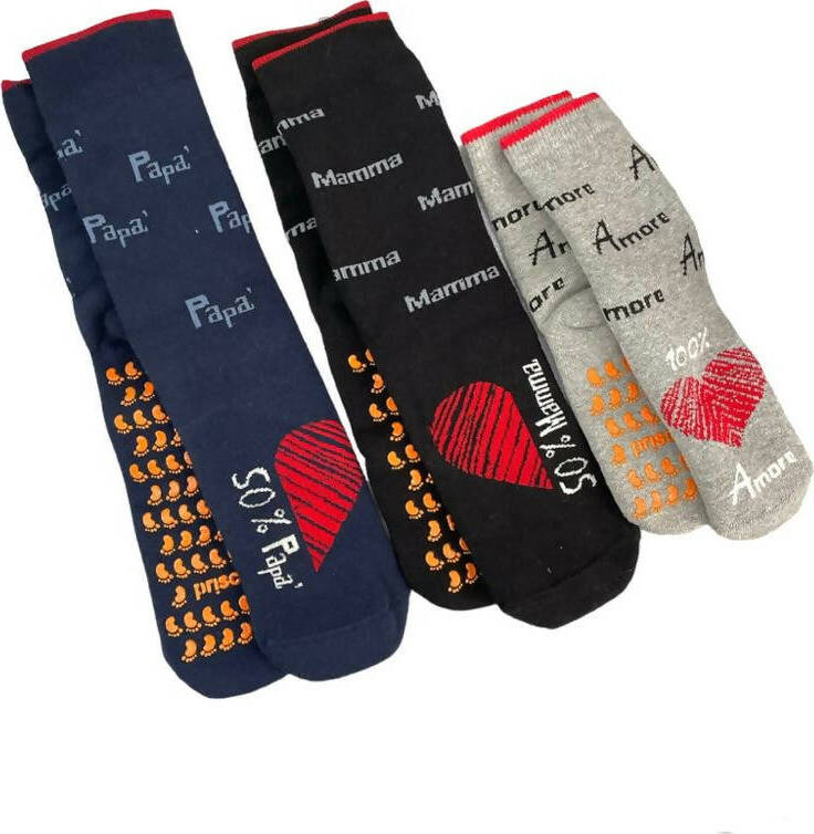 Set Calze Antiscivolo Papa Mamma Bambino O Bambina Confezione Da