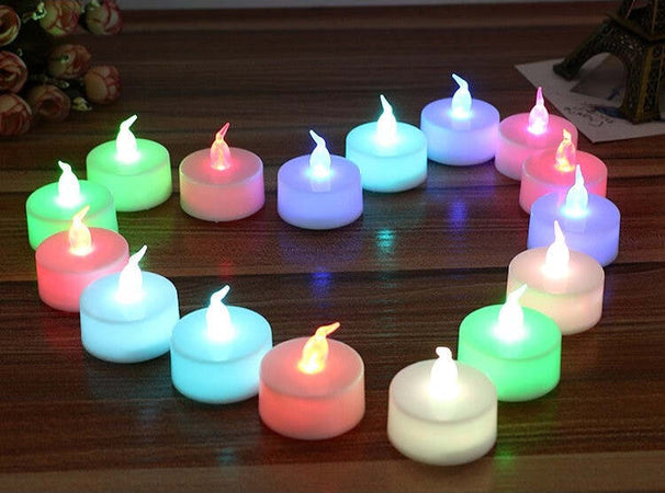 12 CANDELE CANDELINE A BATTERIA TEA LIGHT A LED MULTICOLORE RGB EFFETTO FIAMMA Illuminazione/Illuminazione per interni/Illuminazione speciale/Candele LED Trade Shop italia - Napoli, Commerciovirtuoso.it