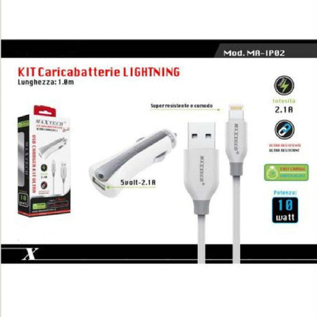 Set Caricatore Caricabatterie Ricarica Auto Cavo Dati Lightning 1mt Ma-ip02 Maxtech Elettronica e telefonia > Telefonia Fissa e Mobile > Caricabatterie Auto Trade Shop italia - Napoli, Commerciovirtuoso.it