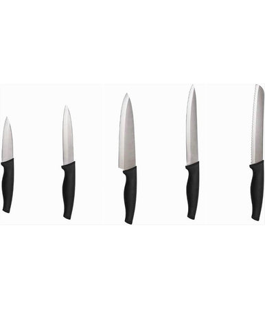 Set Ceppo 5 Pezzi Coltelli Coltello Nero Design Elegante Utensili Da Cucina