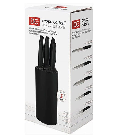 Set Ceppo 5 Pezzi Coltelli Coltello Nero Design Elegante Utensili Da Cucina