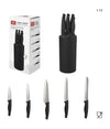 Set Ceppo 5 Pezzi Coltelli Coltello Nero Design Elegante Utensili Da Cucina