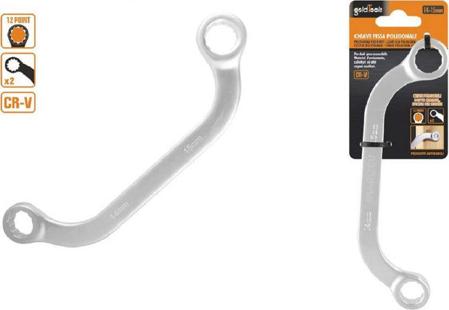 Set Chiave Fissa Poligonale Doppia A U Da 14-15 Mm Cromata Chrome Vanadium 97693 Fai da te/Utensili elettrici e a mano/Utensili a mano/Chiavi e chiavi inglesi/Chiavi a bussola Trade Shop italia - Napoli, Commerciovirtuoso.it