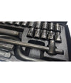 Set Chiavi A Bussola 24 Pezzi Con Cricchetto Reversibile 1/2'' Prolunghe Valigia