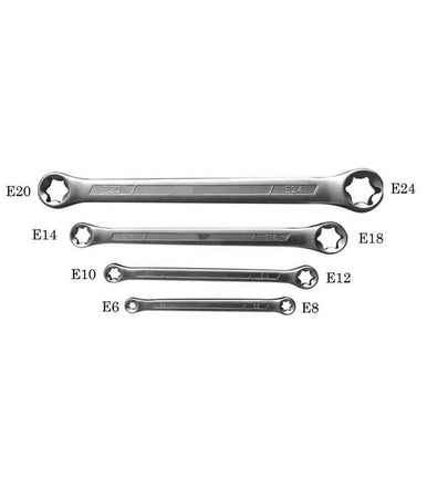 Set Chiavi Combinate Doppia Testa Torx Femmina 4pz Misure Da E6-e24 Dritte 01004