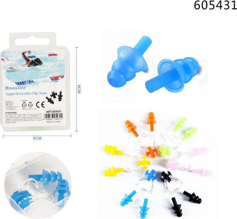 Set Clip Naso Nuoto + Tappi Per Orecchie Immersioni Subacquee Assortiti 605431 Sport e tempo libero/Attività ricreative all'aperto/Sport acquatici/Immersione e Snorkeling/Maschere Trade Shop italia - Napoli, Commerciovirtuoso.it