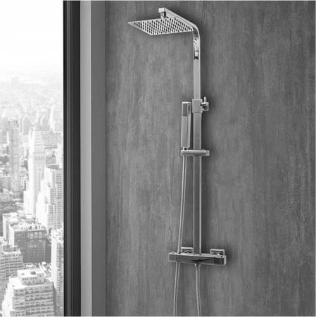 Set Colonna Doccia Asta Acciaio Inox Lucido Termostatica Regolabile + Soffione Orientabile 20x20cm + Saliscendi + Tubo Flessibile + Doccino Casa e cucina/Bagno/Accessori per il bagno/Docce fisse Shopbagno.it - Roma, Commerciovirtuoso.it