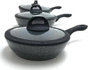Set completo da cucina 6 pezzi , 3 padelle e 3 coperchi in vetro temperato con pomello adatto a tutti i tipi di piano cottura Casa e cucina/Pentole padelle e pirofile/Pentole e padelle/Set/Set di padelle Puleo Casa - Palermo, Commerciovirtuoso.it