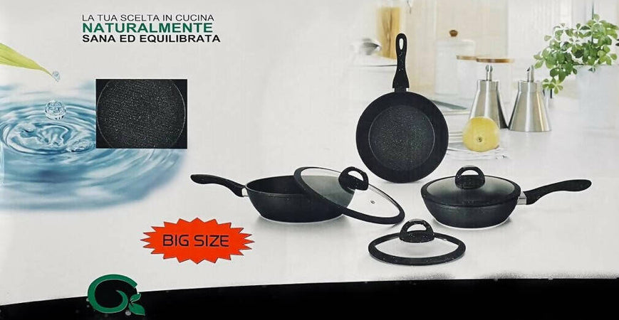 Set completo da cucina 6 pezzi , 3 padelle e 3 coperchi in vetro temperato con pomello adatto a tutti i tipi di piano cottura Casa e cucina/Pentole padelle e pirofile/Pentole e padelle/Set/Set di padelle Puleo Casa - Palermo, Commerciovirtuoso.it