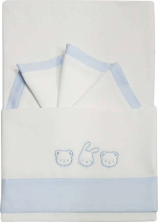 Set COmpleto Nascita Bimbo 5Pz. Tutina +1Coperta +1Lenzuolo Ricamato +1 Cappellino +1 Bavaglino Kit Neonato Primi Giorni Coordinato Bambino Bianco e Azzurro Set Completo Nascita Bimbo Sanitaria Gioia del Bimbo - Villa San Giovanni, Commerciovirtuoso.it