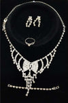 Set-Completo-Parure-Collana-Fiocco-Orecchini-Bracciale-Anello-Strass-Bigiotteria