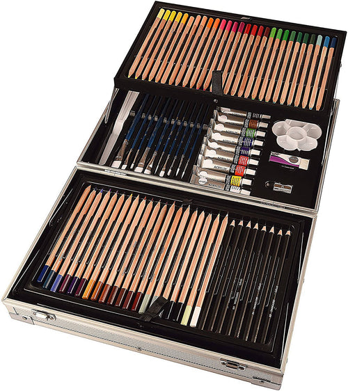 Set Completo per Colorare e Dipingere 122 Pezzi Matite Colorate Pastelli Valigetta Complete Artist Kit DALER set completo colori da artista Ferrario