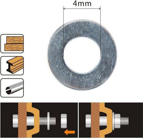 Set Confezione 44gr Rondelle Piane Piatte Cuscinetto In Acciaio Diam. 4 Mm 90827 Fai da te/Ferramenta/Chiodi viti ed elementi di fissaggio/Rondelle/Rondelle piatte Trade Shop italia - Napoli, Commerciovirtuoso.it
