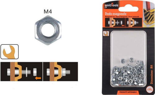 Set Confezione 50gr. Dado Dadi Esagonali Bulloni Dimensione M4 Filettati 90850 Fai da te/Ferramenta/Chiodi viti ed elementi di fissaggio/Kit di bulloni e dadi Trade Shop italia - Napoli, Commerciovirtuoso.it