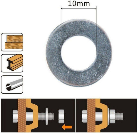 Set Confezione 60gr Rondelle Piane Piatte Cuscinetto In Acciaio Diam. 10mm 90831 Fai da te/Ferramenta/Chiodi viti ed elementi di fissaggio/Rondelle/Rondelle piatte Trade Shop italia - Napoli, Commerciovirtuoso.it