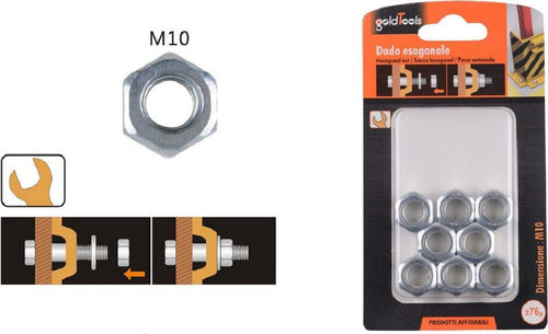 Set Confezione 76gr. Dado Dadi Esagonali Bulloni Dimensione M10 Filettati 90854 Fai da te/Ferramenta/Chiodi viti ed elementi di fissaggio/Kit di bulloni e dadi Trade Shop italia - Napoli, Commerciovirtuoso.it