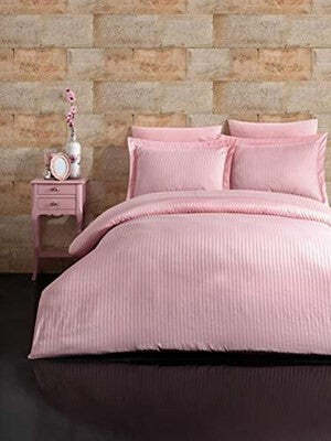 Set Copripiumino a righe in satin di cotone Rosa Cipria Casa e cucina/Tessili per la casa/Biancheria da letto/Copripiumini e set da letto/Copripiumini Scontolo.net - Potenza, Commerciovirtuoso.it