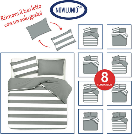 Set Copripiumino E Federe Bifaccia Doubleface Parure Copripiumino Stampa Digitale 100% Cotone Made in Italy Riga Maxi Grigio Diverse Misure Casa e cucina/Tessili per la casa/Biancheria da letto/Copripiumini e set da letto/Set copripiumini e federe Novilunio - Sesto San Giovanni, Commerciovirtuoso.it