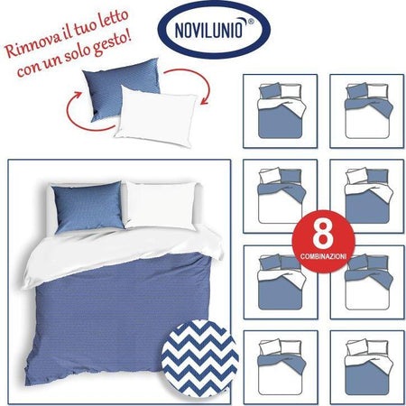 Set Copripiumino E Federe Bifaccia Doubleface Parure Copripiumino Stampa Digitale 100% Cotone Made in Italy Zig Zag Blu Diverse Misure Casa e cucina/Tessili per la casa/Biancheria da letto/Copripiumini e set da letto/Set copripiumini e federe Novilunio - Sesto San Giovanni, Commerciovirtuoso.it