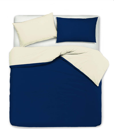 Set Copripiumino E Federe Letto Bicolor Double Face Parure Copripiumino Made in Italy Cotone Naturale Color Blu Notte Casa e cucina/Tessili per la casa/Biancheria da letto/Copripiumini e set da letto/Set copripiumini e federe Novilunio - Sesto San Giovanni, Commerciovirtuoso.it