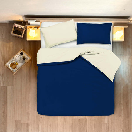 Set Copripiumino E Federe Letto Bicolor Double Face Parure Copripiumino Made in Italy Cotone Naturale Color Blu Notte Casa e cucina/Tessili per la casa/Biancheria da letto/Copripiumini e set da letto/Set copripiumini e federe Novilunio - Sesto San Giovanni, Commerciovirtuoso.it