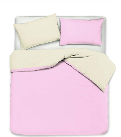 Set Copripiumino E Federe Letto in Cotone Colore Naturale E Rosa Bicolor Double Face Parure Copripiumino Made in Italy Casa e cucina/Tessili per la casa/Biancheria da letto/Copripiumini e set da letto/Set copripiumini e federe Novilunio - Sesto San Giovanni, Commerciovirtuoso.it