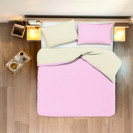 Set Copripiumino E Federe Letto in Cotone Colore Naturale E Rosa Bicolor Double Face Parure Copripiumino Made in Italy Casa e cucina/Tessili per la casa/Biancheria da letto/Copripiumini e set da letto/Set copripiumini e federe Novilunio - Sesto San Giovanni, Commerciovirtuoso.it