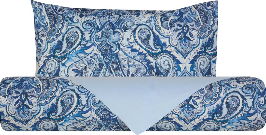 Set copripiumino federe bifaccia Doubleface parure Copripiumino eleganti fantasie stampa digitale 100% cotone Made in Italy PAISLEY AZZURRO Casa e cucina/Tessili per la casa/Biancheria da letto/Copripiumini e set da letto/Copripiumini Novilunio - Sesto San Giovanni, Commerciovirtuoso.it