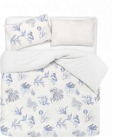 Set Copripiumino Federe Bifaccia Doubleface Parure Copripiumino Stampa Digitale 100% Cotone Made In Italy Coralli Azzurro Casa e cucina/Tessili per la casa/Biancheria da letto/Copripiumini e set da letto/Copripiumini Novilunio - Sesto San Giovanni, Commerciovirtuoso.it