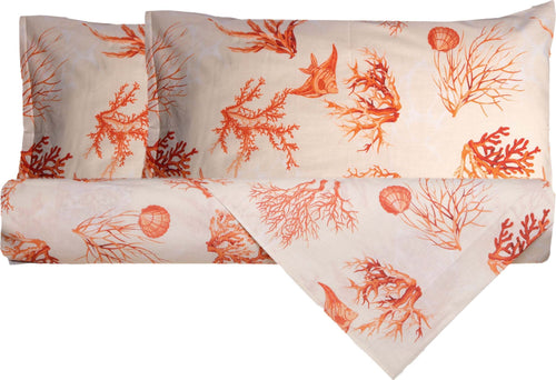 Set Copripiumino Federe Bifaccia Doubleface Parure Copripiumino Stampa Digitale 100% Cotone Made In Italy Coralli Rosso Casa e cucina/Tessili per la casa/Biancheria da letto/Copripiumini e set da letto/Copripiumini Novilunio - Sesto San Giovanni, Commerciovirtuoso.it