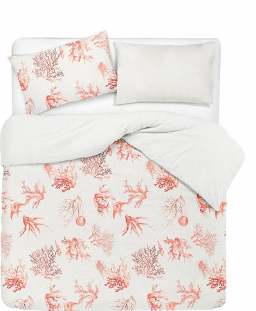 Set Copripiumino Federe Bifaccia Doubleface Parure Copripiumino Stampa Digitale 100% Cotone Made In Italy Coralli Rosso Casa e cucina/Tessili per la casa/Biancheria da letto/Copripiumini e set da letto/Copripiumini Novilunio - Sesto San Giovanni, Commerciovirtuoso.it