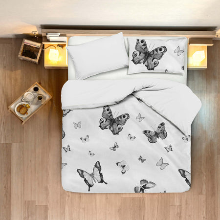 Set Copripiumino Federe Bifaccia Doubleface Parure Copripiumino Stampa Digitale 100% Cotone Made in Italy Farfalle Bianco/nero Casa e cucina/Tessili per la casa/Biancheria da letto/Copripiumini e set da letto/Set copripiumini e federe Novilunio - Sesto San Giovanni, Commerciovirtuoso.it