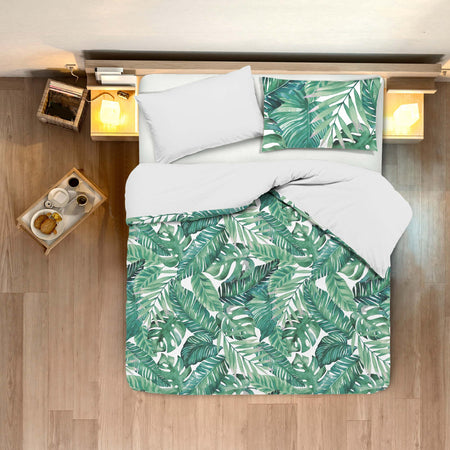 Set Copripiumino Federe Bifaccia Doubleface Parure Copripiumino Stampa Digitale 100% Cotone Made in Italy Foglie Casa e cucina/Tessili per la casa/Biancheria da letto/Copripiumini e set da letto/Copripiumini Novilunio - Sesto San Giovanni, Commerciovirtuoso.it