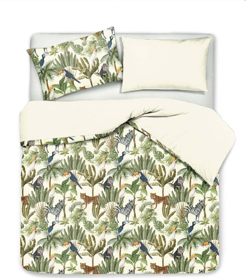 Set Copripiumino Federe Bifaccia Doubleface Parure Copripiumino Stampa Digitale 100% Cotone Made In Italy Giungla/panna Casa e cucina/Tessili per la casa/Biancheria da letto/Copripiumini e set da letto/Copripiumini Novilunio - Sesto San Giovanni, Commerciovirtuoso.it
