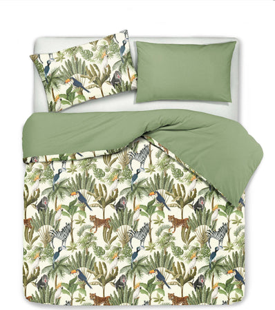 Set Copripiumino Federe Bifaccia Doubleface Parure Copripiumino Stampa Digitale 100% Cotone Made In Italy Giungla/salvia Casa e cucina/Tessili per la casa/Biancheria da letto/Copripiumini e set da letto/Copripiumini Novilunio - Sesto San Giovanni, Commerciovirtuoso.it