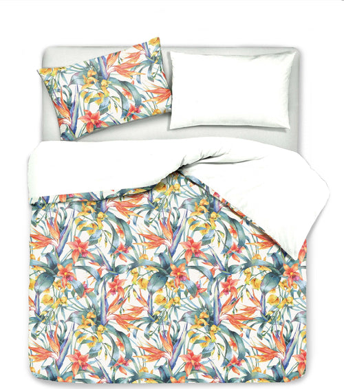 Set Copripiumino Federe Bifaccia Doubleface Parure Copripiumino Stampa Digitale 100% Cotone Made In Italy Tropici/bianco Casa e cucina/Tessili per la casa/Biancheria da letto/Copripiumini e set da letto/Copripiumini Novilunio - Sesto San Giovanni, Commerciovirtuoso.it