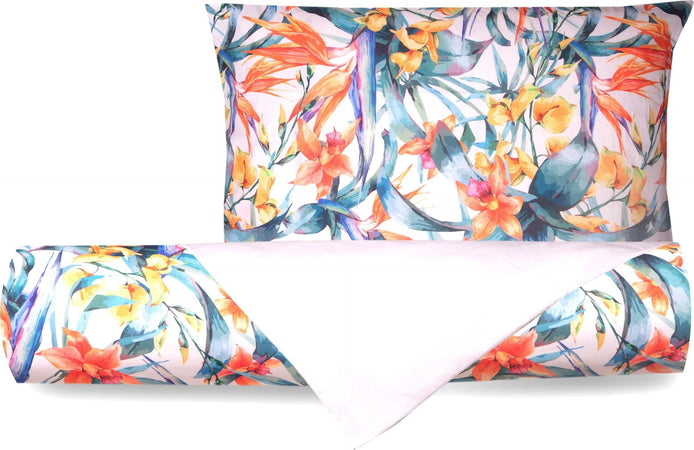 Set Copripiumino Federe Bifaccia Doubleface Parure Copripiumino Stampa Digitale 100% Cotone Made In Italy Tropici/bianco Casa e cucina/Tessili per la casa/Biancheria da letto/Copripiumini e set da letto/Copripiumini Novilunio - Sesto San Giovanni, Commerciovirtuoso.it
