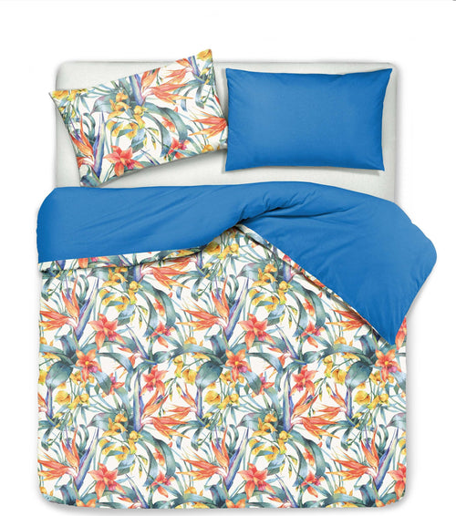Set Copripiumino Federe Bifaccia Doubleface Parure Copripiumino Stampa Digitale 100% Cotone Made In Italy Tropici/bluette Casa e cucina/Tessili per la casa/Biancheria da letto/Copripiumini e set da letto/Copripiumini Novilunio - Sesto San Giovanni, Commerciovirtuoso.it