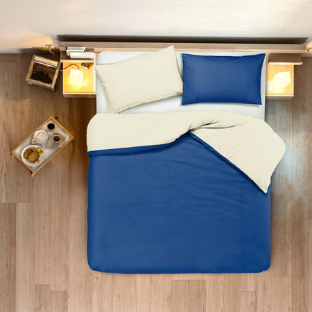 Set Copripiumino + Federe Letto Bicolor Double Face in Cotone Naturale Bluette Parure Copripiumino Made in Italy Casa e cucina/Tessili per la casa/Biancheria da letto/Copripiumini e set da letto/Set copripiumini e federe Novilunio - Sesto San Giovanni, Commerciovirtuoso.it