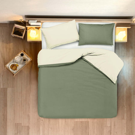 Set Copripiumino Federe Letto in Cotone Bicolor Double Face Colore Naturale E Salvia Parure Copripiumino Made in Italy Casa e cucina/Tessili per la casa/Biancheria da letto/Copripiumini e set da letto/Set copripiumini e federe Novilunio - Sesto San Giovanni, Commerciovirtuoso.it
