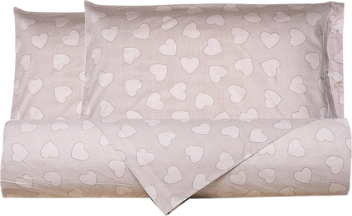 Set-copripiumino-federe-letto-parure-copripiumino-stampa-fantasia-100%-cotone-Made-in-Italy-CUORI-TORTORA