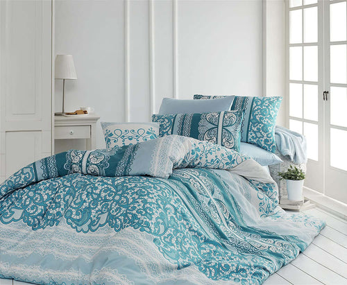 Set copripiumino Madaline mint Ranforce 200x200 cm Casa e cucina/Tessili per la casa/Biancheria da letto/Copripiumini e set da letto/Copripiumini Scontolo.net - Potenza, Commerciovirtuoso.it