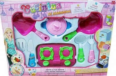 Set-Cucinina-Cucina-Di-Mamma-Fornello-Pentole-Padelle-Stoviglie-Utensili-Posate