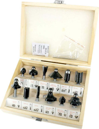 Set da 12 pezzi di punte a fresa indicate per uso con fresatrici verticali in cassetta di legno Fai da te/Utensili elettrici e a mano/Utensili elettrici/Frese verticali La Zappa - Altamura, Commerciovirtuoso.it