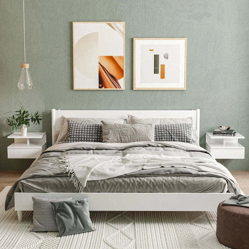 Set-da-2-Comodini-Moderni-Sospesi-con-Cassetto-e-Mensola-in-Legno-35x32x22.5cm,-Bianco-Lucido-GH7831-338V00WTGH7